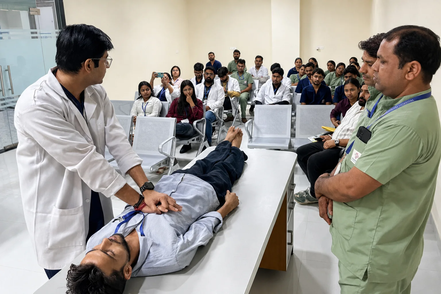 Clinical professionals participating in practical training